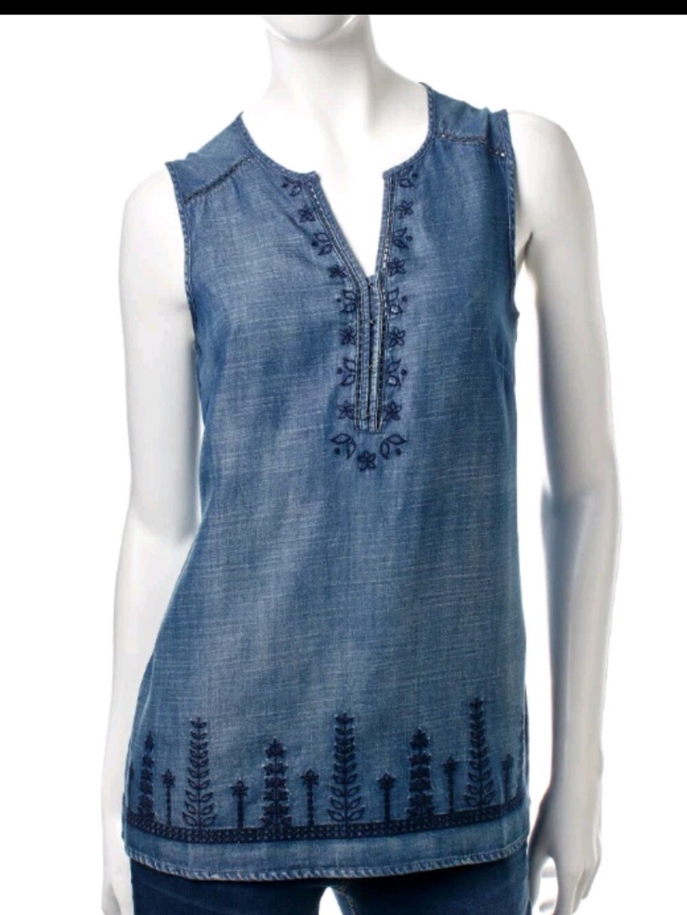 Vintage America Blue Chambray Embroidered Tank Top Vintage America Blues Sz XL